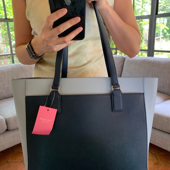 LAPTOP TOTE KATE SPADE CAMERON NCHTCP BLUE LEATHER - Picture 12 of 13